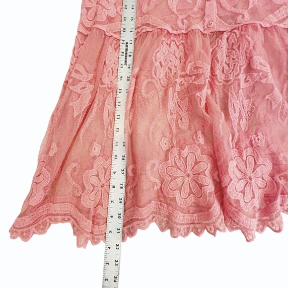 Lane Bryant Embroidered Sheer Mesh Babydoll Top Sz 18/20 Romantic Porcelain Rose - Picture 9 of 10